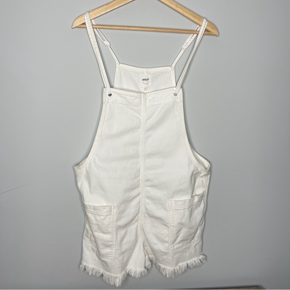 Women’s Aerie white denim shortalls large
